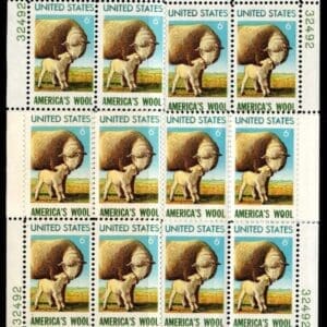Scott# 1423 "AMERICAN WOOL" PLATE BLOCK (4) MATCHED SET P#32492