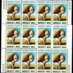 Scott# 1423 "AMERICAN WOOL" PLATE BLOCK (4) MATCHED SET P#32516