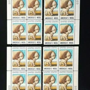 Scott# 1423 "AMERICAN WOOL" PLATE BLOCK (4) MATCHED SET P#32523