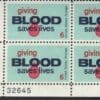 Scott# 1425 "BLOOD DONORS" PLATE BLOCK (4) MNH, NICELY CENTERED