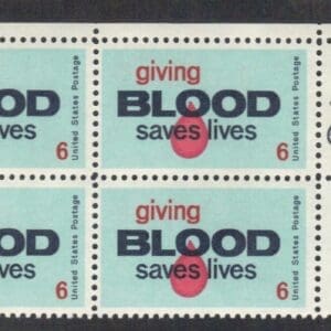 Scott# 1425 "BLOOD DONORS" ZIP BLOCK (4) MNH, NICELY CENTERED