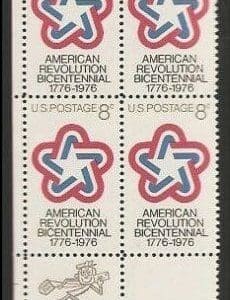 Scott# 1432 "AMERICAN REVOLUTION" MNH ZIP BLOCK (4) NICELY CENTERED