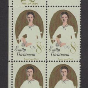 Scott# 1436 "EMILY DICKINSON" MNH ZIP BLOCK (4) MNH, NICELY CENTERED