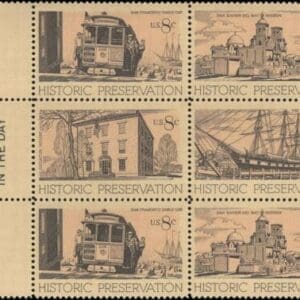 Scott# 1440-43 "HISTORIC PRESERVATION" MAIL EARLY BLOCK (6) MNH