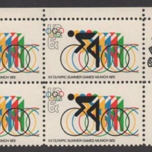 Scott# 1460 "20TH SUMMER OLYMPICS-BICYCLING" ZIP BLOCK (4) MNH