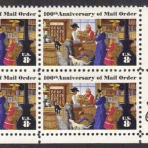 Scott# 1468 "RURAL POST OFFICE" ZIP BLOCK (4) MNH, NICELY CENTERED