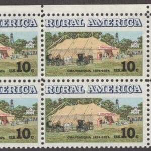 Scott# 1505 "RURAL AMERICA - CHAUTAUQUA TENT" ZIP BLOCK (4) MNH