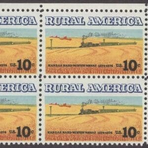 Scott# 1506 "RURAL AMERICA" MNH ZIP BLOCK (4) NICELY CENTERED