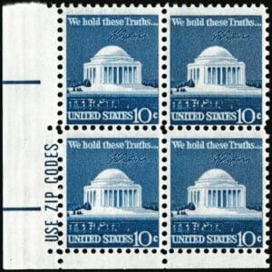 Scott# 1510 "JEFFERSON MEMORIAL" ZIP BLOCK (4) MNH, NICELY CENTERED
