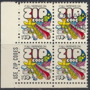Scott# 1511 "MAIL TRANSPORT-ZIP CODE" MNH ZIP BLOCK (4)