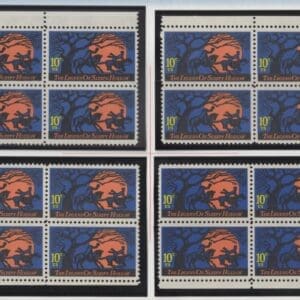 Scott# 1548 "LEGEND OF SLEEPY HOLLOW" MATCHED PLATE BLOCK (4) SET MNH P# 35650