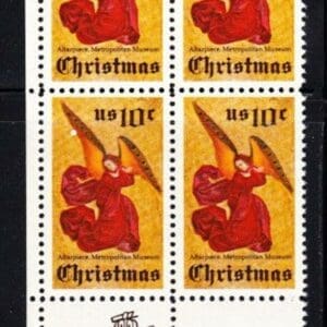 Scott# 1550 "CHRISTMAS" ZIP BLOCK (4) MNH, NICELY CENTERED