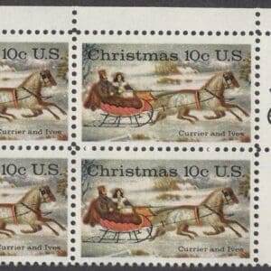 Scott# 1551 "CHRISTMAS" ZIP BLOCK (4) MNH, NICELY CENTERED