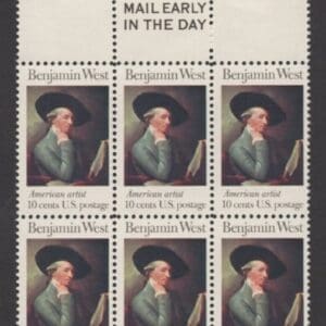 Scott# 1553 "BENJAMIN WEST-PAINTER" MAIL EARLY BLOCK (6) MNH