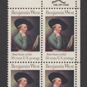 Scott# 1553 "BENJAMIN WEST-PAINTER" ZIP BLOCK (4) MNH