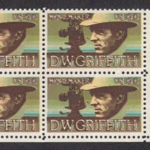 Scott# 1555 "D. W. GRIFFITH - PRODUCER" MNH ZIP BLOCK (4)