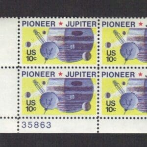 Scott# 1556 "PIONEER 10 PASSING JUPITER" ZIP BLOCK (4) MNH