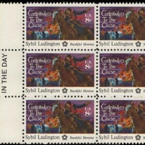 Scott# 1559 "BICENTENNIAL - SYBIL LUDINGTON" MAIL EARLY BLOCK (6) MNH