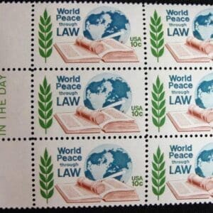 Scott# 1576 "WORLD PEACE THROUGH LAW" MAIL EARLY BLOCK (6) MNH
