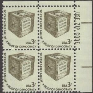 Scott# 1584 "EARLY BALLOT BOX" MNH ZIP BLOCK(4) NICELY CENTERED