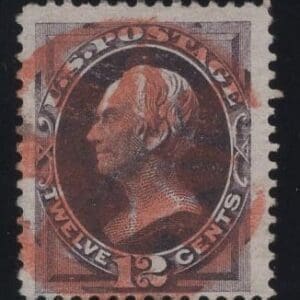 Scott# 162 "CLAY" USED CONTINENTAL PRINTING WITH RED GEOMETRIC FANCY CANCEL