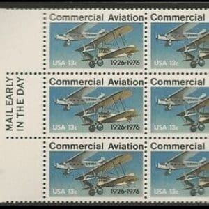 Scott# 1684 "COMMERCIAL AVIATION" MAIL EARLY BLOCK (6) MNH