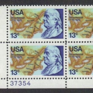 Scott# 1690 "BEN FRANKLIN - BICENTENNIAL" PLATE BLOCK (4) MNH