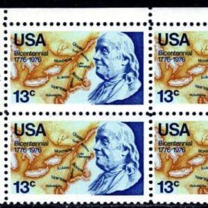 Scott# 1690 "BEN FRANKLIN - BICENTENNIAL" ZIP BLOCK (4) MNH