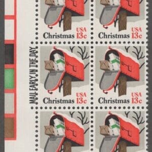 Scott# 1730 "CHRISTMAS - RURAL MAILBOX" MNH MAIL EARLY  BLOCK (6)