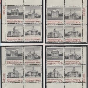 Scott# 1779-82 AMERICAN ARCHITECTURE MATCHED PLATE BLOCK (4) SET P# 39039