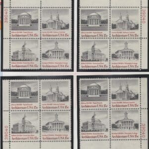 Scott# 1779-82 AMERICAN ARCHITECTURE MATCHED PLATE BLOCK (4) SET P# 39040