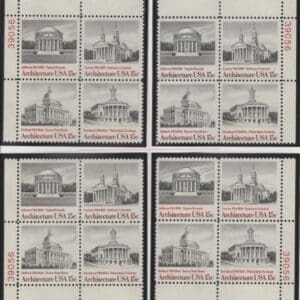 Scott# 1779-82 AMERICAN ARCHITECTURE MATCHED PLATE BLOCK (4) SET P# 39056