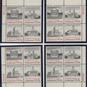 Scott# 1779-82 AMERICAN ARCHITECTURE MATCHED PLATE BLOCK (4) SET P# 39058