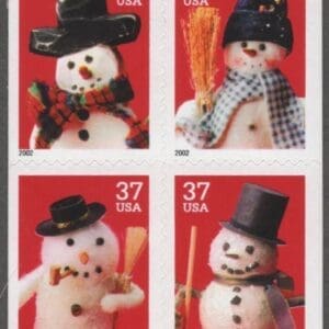 Scott# 3684-87 (3687b) "HOLIDAY SNOWMEN" UNFOLDED BKLET (20) P# S1113
