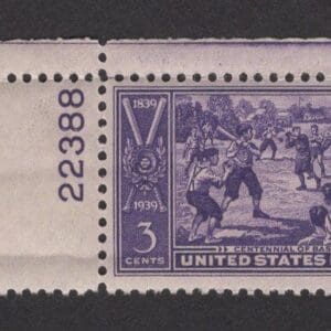Scott# 855 "SANDLOT BASEBALL" MNH PLATE # SINGLE. NICELY CENTERED