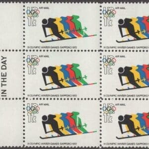 Scott# C85 "WINTER OLYMPICS" MAIL EARLY BLOCK (6) MNH, NICELY CENTERED