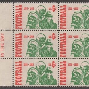 Scott# 1382 "FOOTBALL" MNH MAIL EARLY BLOCK (6) NICELY CENTERED
