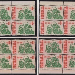 Scott# 1382 "FOOTBALL" MNH MATCHED PLATE BLOCK (4) SET, P# 31386