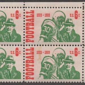 Scott# 1382 "FOOTBALL" MNH ZIP BLOCK (4) NICELY CENTERED