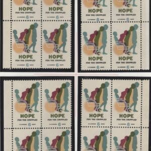 Scott# 1385 "EASTER SEALS" MNH MATCHED PLATE BLOCK (4) SET, P#31455
