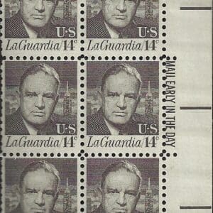Scott# 1397 "FIORELLO H. LaGUARDIA-NY MAYOR" MAIL EARLY BLOCK (6) MNH