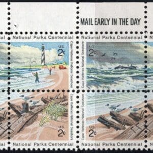 Scott# 1448-51 "NATIONAL PARKS - CAPE HATTERAS" MNH MAIL EARLY BLOCK (8)