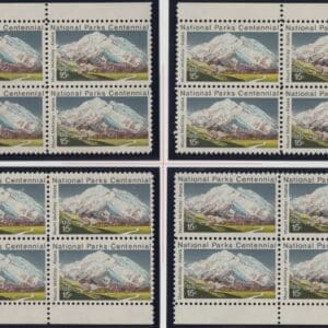 Scott# 1454 "MOUNT McKINLEY" MATCHED PLATE BLOCK (4) SET, PLATE # 33726