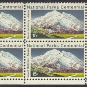 Scott# 1454 "MOUNT McKINLEY" ZIP BLOCK (4) MNH, NICELY CENTERED