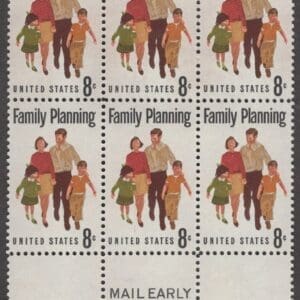 Scott# 1455 "FAMILY PLANNING" MNH MAIL EARLY BLOCK (6) NICELY CENTERED