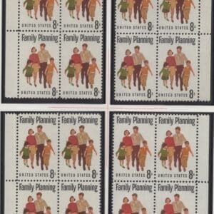 Scott# 1455 "FAMILY PLANNING" MNH MATCHED PLATE BLOCK (4) SET P#33395