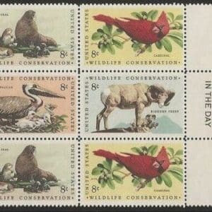 Scott# 1464-67 "WILDLIFE CONSERVATION" MAIL EARLY BLOCK (6) MNH