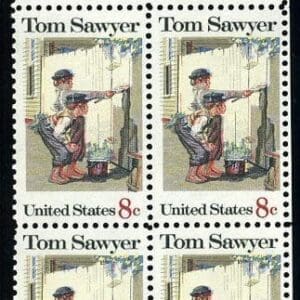 Scott# 1470 "TOM SAWYER" ZIP BLOCK (4) MNH, NICELY CENTERED