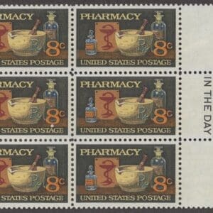 Scott# 1473 "PHARMACY-MORTAR & PESTLE" MAIL EARLY BLOCK (6) MNH