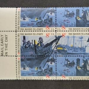 Scott# 1480-83 "BOSTON TEA PARTY" MNH MAIL EARLY BLOCK (6) NICELY CENTERED